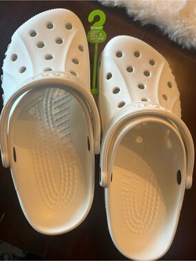 CROCS White Kids Classic Clogs with Heel Strap